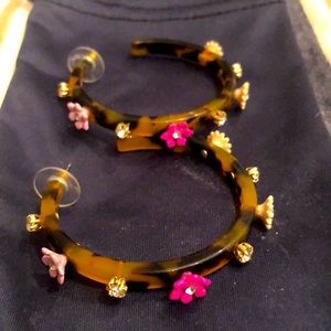 EUC, worn once J. Crew tortoise hoops with flowers & rhinestones